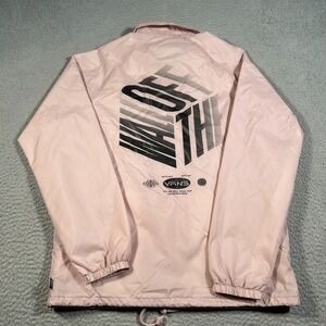 Vans Satin Jacket Women Small Pink Windbreaker Back‎ Logo Long Sleeve Skater